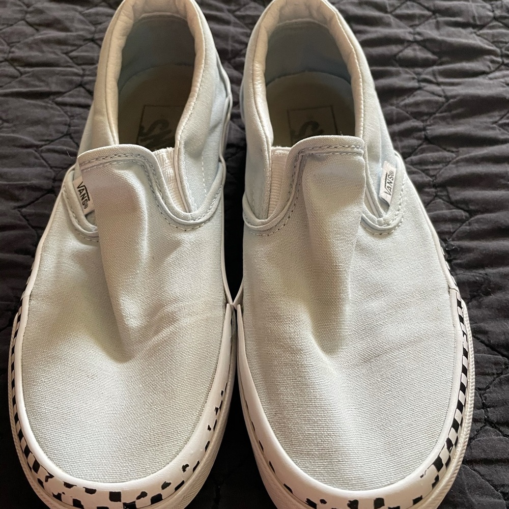 Women’s baby blue slip on vans